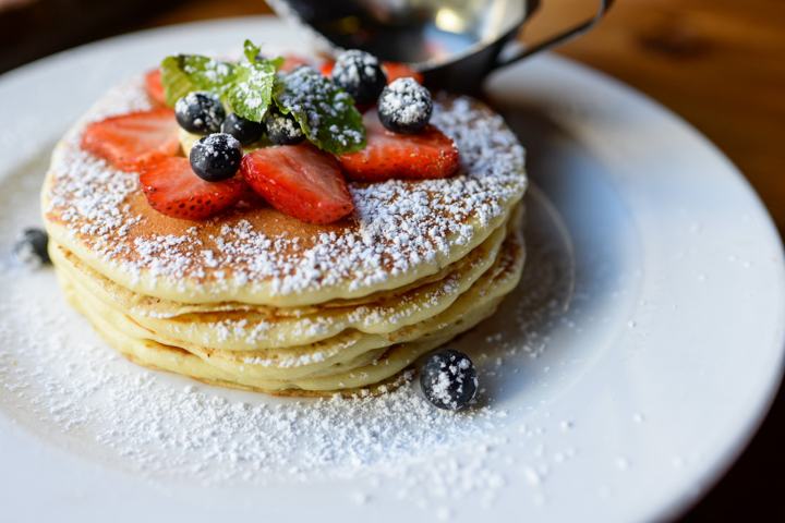 Buttermilk pancakes with fresh berries
