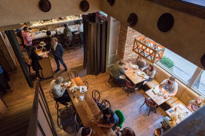 View from the mezzanine over the dining room