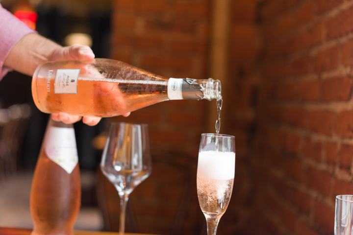 Pouring rose wine