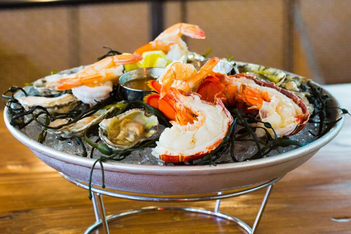 Seafood tower lobster oysters